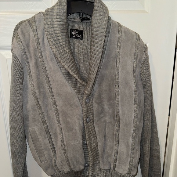 Alan Stuart Gray Ribbed Cardigan Button Down Sweater Size M - Picture 1 of 7